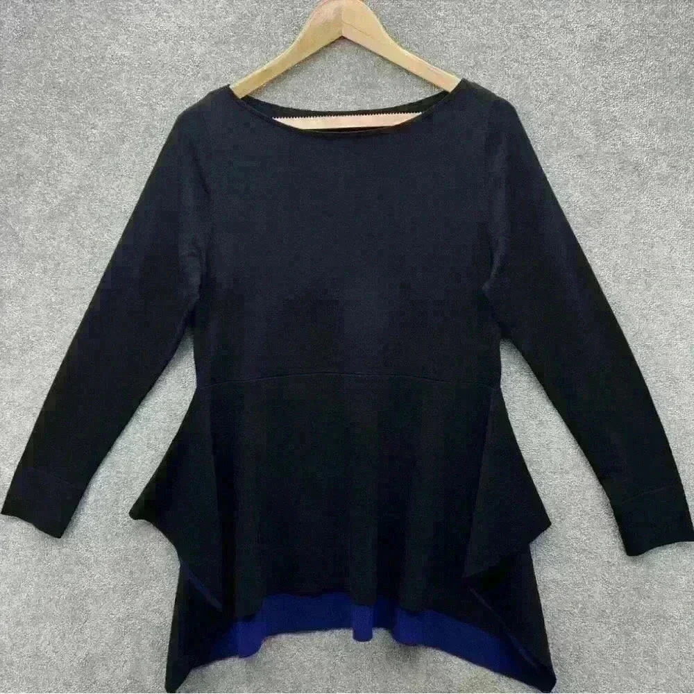 COS Blue Wool Fine Knit Two Tone Flared Sweater NWT